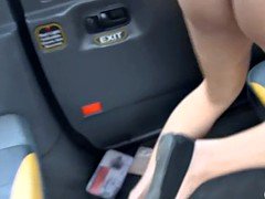 Cute brunette gets her tight twat boned in the backseat