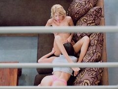 Blonde, Brunette brune, Lesbienne, Léchez, Seins naturels, Chatte, Maigrichonne, Nénés