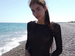 ビーチ, 茶髪の, オナニー, 公共