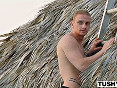 お尻, フェラチオ, 茶髪の, カワイイ, 軟体, なめる, アウトドア, オッパイの