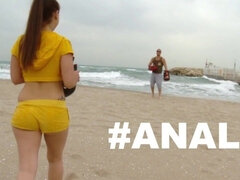 In den arsch, Strand, Grosser arsch, Blasen, Hardcore, Hd, Latina, Öffentlich