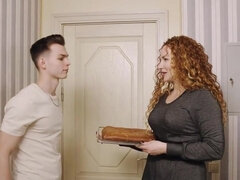 デカチン, デカパイ, ハードコア, キッチン, なめる, オマンコ, ロシア人, 義母