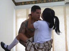 彼氏, 浮気者, 顔射, ラティーナ, 小柄, オマンコ, ストッキング, ティーン