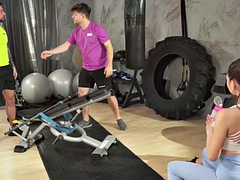 デカパイ, フェラチオ, 開帳, グループ, ジム, オージー, オマンコ, タトゥー