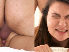 Gros cul, Grosse bite, Sucer une bite, Brunette brune, En levrette, Seins naturels, Pov, Nénés