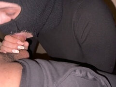 Close call! We almost got caught while enjoying a wild amateur hand job with a perfect-bodied superslut
