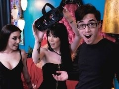 Mamada, Morena, Tetona, Polla, Estilo perrito, Ffm, Medias largas, Trio