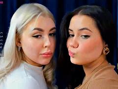 Two Sultry Girlfriends Tease Each Other on Webcam