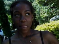 Pretty black lesbo milfs are having fun outdoor near the lake