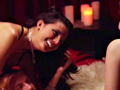 Group of nasty swingers orgy in the red room