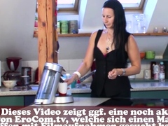 Pijpbeurt, Bruinharig, Europees, Duits, Hd, Keuken, Verleid, Vrouw