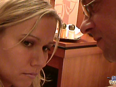 Highly fantastic and teenie blonde likes mature dongs