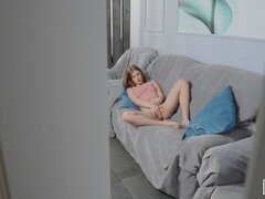 Blondine, Blasen, Geschnappt, Handjob, Masturbation, Zierlich, Dürr, Spanner