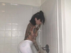 Braunhaarige, Hd, Masturbation, Zierlich, Dusche, Solo, Titten, Nass