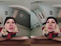 3d, デカチン, デカパイ, ブロンド, フェラチオ, 淫乱熟女