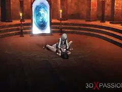 3d sexy dickgirl satanic witch fucks a young brunette the dark castle