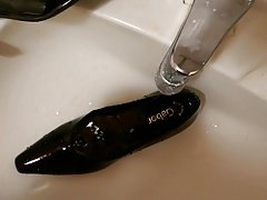 Piss in wifes black patent classic court shoe