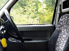 Grosser schwanz, Schwarz, Blondine, Auto, Schwarz, Öffentlich