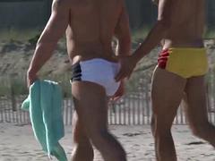 Anal, Plage, Couple, Homosexuelle, Hard, Muscle