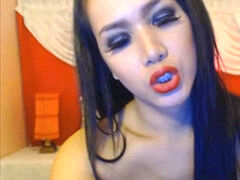 big-titted she-male plays with t-girl Cock
