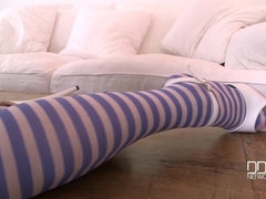 Grote mammen, Blond, Fetisj, Masturbatie, Orgasme, Kut duiken, Alleen, Kousen