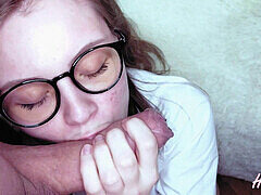 Huge cumshot on face, face fucking, russian schoolgirl