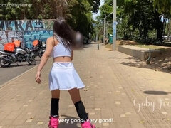 Tetas grandes, Morena, Fetiche, Tetas naturales, Al aire libre, Público, Adolescente, Juguetes