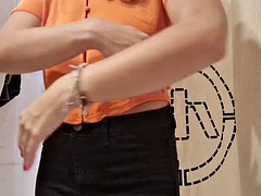 デカパイ, 露出狂, 下着, 乳首, 公共, 一人, オッパイの