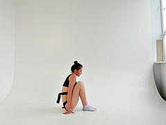 美女, 茶髪の, フェティッシュ, ジム, ロシア人, 一人, ティーン, オッパイの