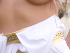 Arsch, Blondine, Masturbation, Im freien, Muschi, Solo, Titten