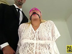 Blindfolded bound sub gets fingered and fucked
