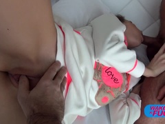 超カワイイ, お尻, 茶髪の, イく瞬間, ホテル, なめる, ティーン, 三人