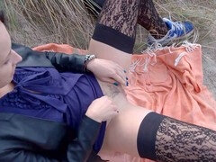 エロ熟女, Hd, オナニー, 熟年, ナイロン, アウトドア, 磨き, ストッキング