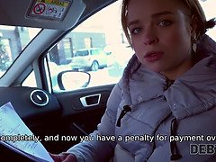 Calibri Angel goes shopping with her debt collector, sucking and fucking in HD