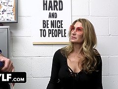 Kinky Milf Caught Stealing Pleasures Two Security Officers To Get Out Of Trouble