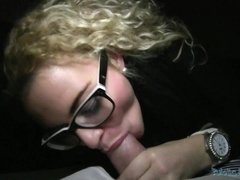 Blonde In Glasses Sucks Cock For Money