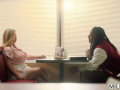 アナル, デカパイ, ブロンド, 茶髪の, チン, なめる, 淫乱熟女, オマンコ