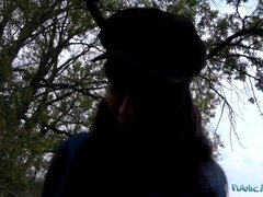 Pijpbeurt, Bruinharig, Europees, Hardcore, Geld, Buiten, Openbaar, Slikken