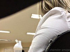 ブロンド, 大学生, 足フェチ, ヒール, のぞき