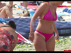 Strand, Grosser arsch, Bikini, Hd, Milf, Spion, Spanner