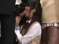 素人, アジア人, フェラチオ, バス, 日本人, 公共, ティーン, 三人