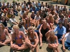 Hippie community with public nudity, lesbian and group sex