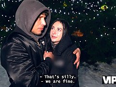 Cheating Brunette Takes Turns on BF on Christmas Eve in POV