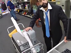 Pawnshop client fucks his boss in the ass b4 cumshot