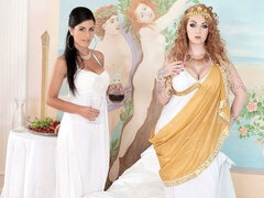 アナル, デカ尻, フェラチオ, 茶髪の, バック, 彼女, 淫乱熟女, 三人