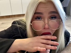 デカチン, ブロンド, チン, ヒール, 下着, 熟年, ハメ撮り, ロシア人