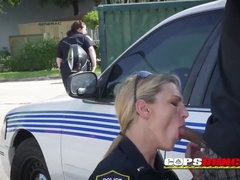 Cougar broads use police uniforms to trap supah XXL ebony dicks in the street