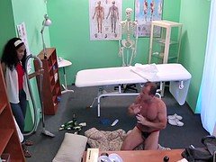 Doctor fucks ebony cleaning lady in office