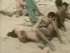 Asiático, Playa, Grupo, Público, Tailandés