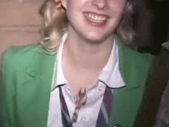 Schoolgirl receives a hard pounding while being watched by others